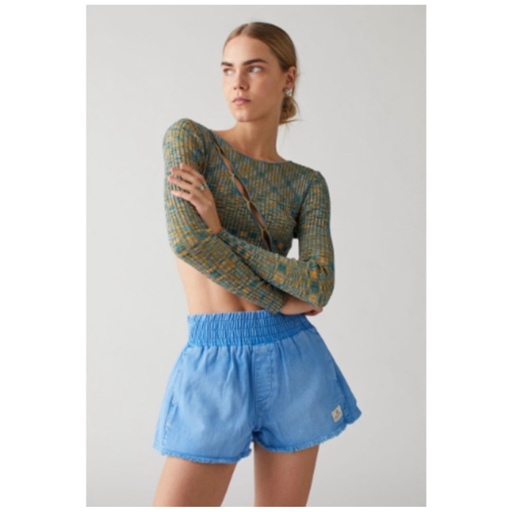 BDG Urban Outfitters Blue High Rise‎ Pull On Denim Boxer Shorts Size Large